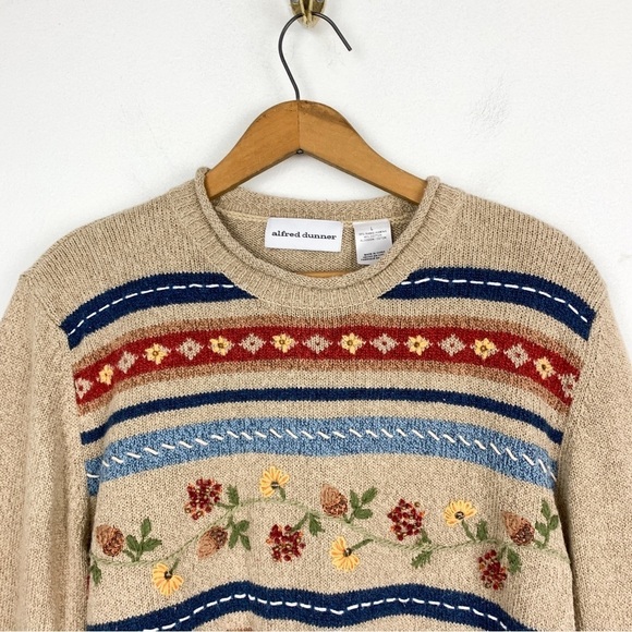 Vtg. 90s Rollneck Alfred Dunner Embroidered Crewneck Sweater Sz L - Picture 3 of 6